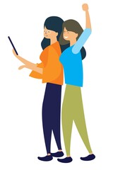 Group Of Happy Young People Taking Selfie Photo Cartoon Vector Illustration
