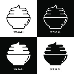Wasabi Symbol Logo Illustration. Wasabi Organic In Bowl Vector Icon Line And Glyph Style
