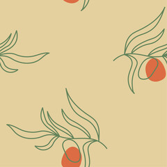 Olive leaf seamless pattern orange fruit
