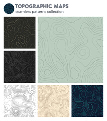 Topographic maps. Artistic isoline patterns, seamless design. Beautiful tileable background. Vector illustration.