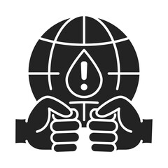 Water conflict black glyph icon. Eco problems. Isolated vector element. Outline pictogram for web page, mobile app, promo