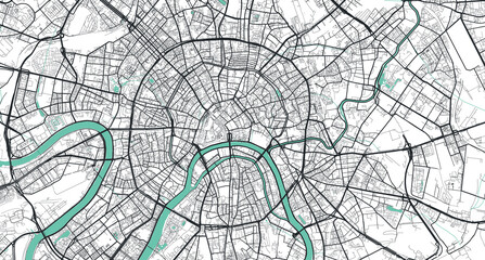 Detailed vector map of Moscow, Russia