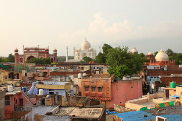 Naklejka premium Agra, India, with Taj Mahal in the background