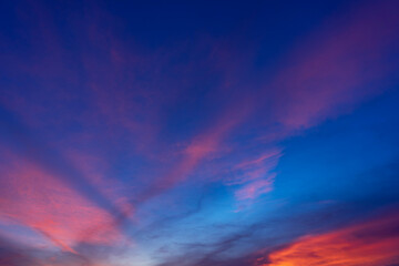 silhouette sunset sky background. The bright sunset and colorful sky background