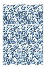 Fototapeta na wymiar Seamless pattern with twisted waves and stormy waves.