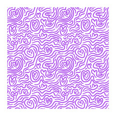 Obraz premium Seamless pattern of lines of scrawl and waves with hearts.