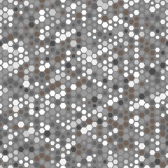 Monochrome seamless honey pattern with halftone hex cells in linear style
