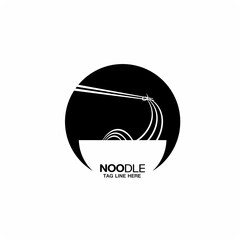Chinese Noodle logo in bowl Illustration.