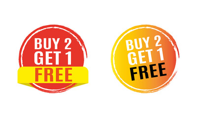 buy one get one free, yellow and red drawn label,