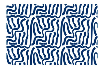 Horizontal seamless pattern of vertical blue ink waves with blunt ends. Camouflage background.