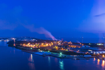 Fototapeta na wymiar Factory Night view of Akita City from Akita Port Tower, Japan