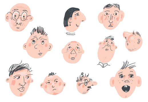 Set of Different Faces
