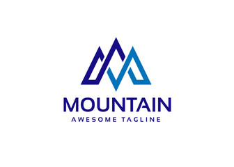 initial m letter Mountains Logo vector Template
