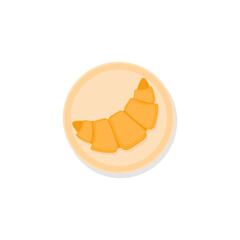 This is a croissant on a plate on a white background.