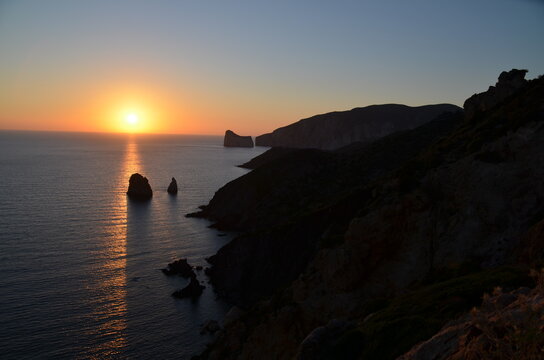 sunset at the coast in Sardinia 