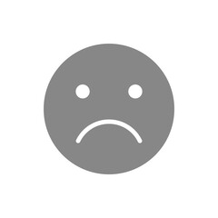 Unhappy emoji gray icon. Upset, unsatisfied, face symbol.