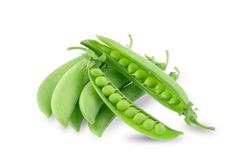Green peas isolated on white background