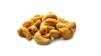 Fototapeta na wymiar Cashew nuts on a white background. Macro photo. High quality photo