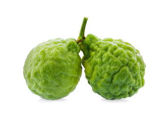Bergamot fruit with cut in half isolated on white background.