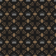 Dark background pattern in royal style. seamless wallpaper texture. Perfect for your design: fabric, wallpaper, background image, wrapping paper