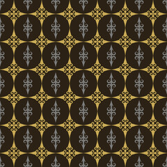 Background pattern seamless pattern in royal style. Vintage wallpaper tiles texture on black background