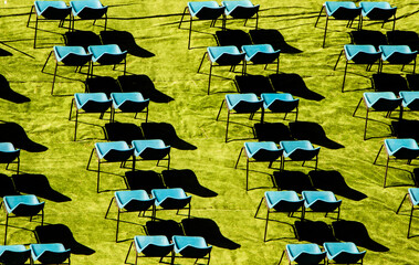 Empty chairs waiting for the preparation of an event