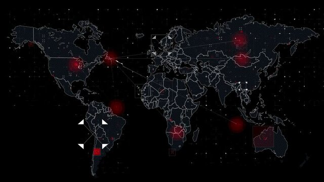 World Map With Animated HUD Elements