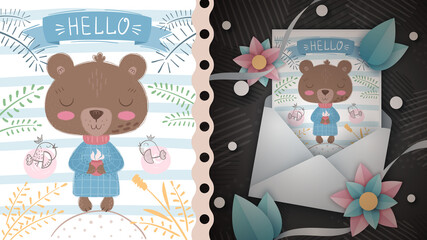 Sweet bear - idea for greeting card.