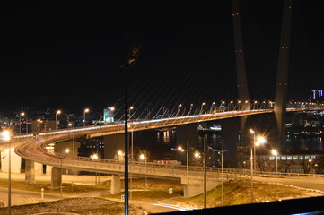 Night view of the Golden Bridge, Vladivostok