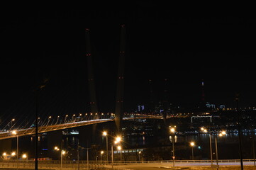 Night view of the Golden Bridge, Vladivostok