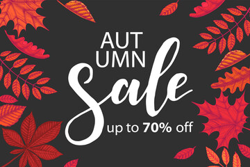 Fototapeta premium Autumn_posterSALE_2020_leaves color_