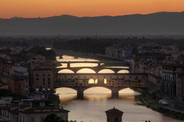 Fototapeta na wymiar The most famous bridge in Florence: the Ponte Vecchio