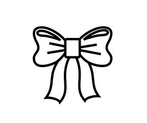 Bow on a white background. Linear silhouette. Vector illustration.