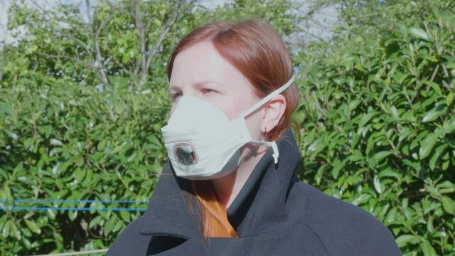Beautiful woman wearing respiratory mask for the new rapidly spreading Coronavirus, COVID-19