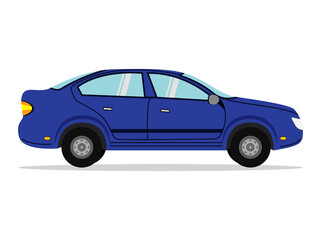 Blue Car. Business sedan isolated. Vehicle branding mockup.