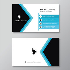 Blue and black corporate business card design template