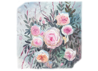 bouquet of roses watercolor art print
