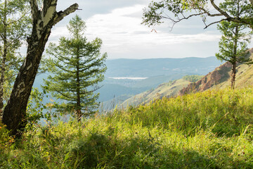 View from the mountain. Travels. Background.