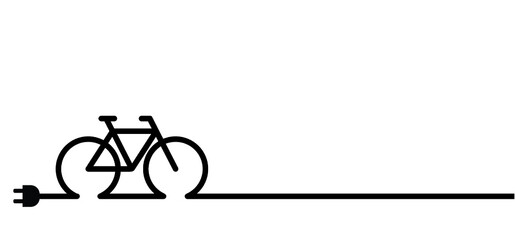 Eco electric bicycle, e-bike charge sign. Electric plug, bike battery charger. Bikes on a bicycle parking, power station charging point symbol. Flat vector ebike signs. Mountain biker.