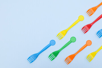 Plastic cutlery for eating in different colors