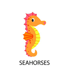 Seahorses on white background. Vector illustration