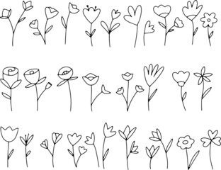 Hand made doodle flowers and plants