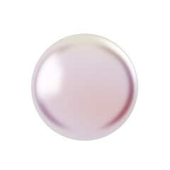 Light lilac round pearl on a white background. 3D rendering