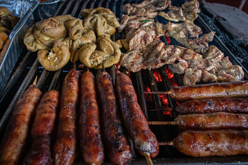 sausages on the grill