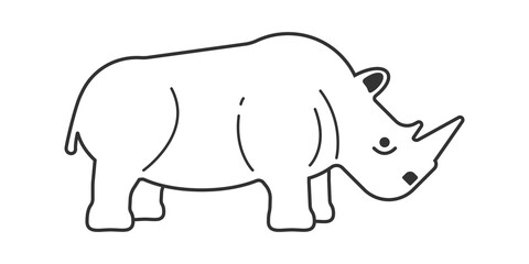 Cute white Rhino, Vector illustration of Rhino.