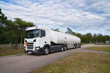 Long-distance truck loaded with fuel