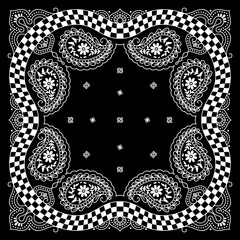 Bandanna Paisley pattern Ornament Design with Race Flag