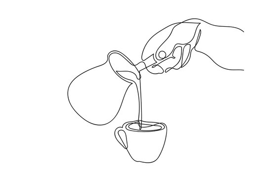 recommend clip art: One continuous line drawing of hands holding a cup of hot coffee