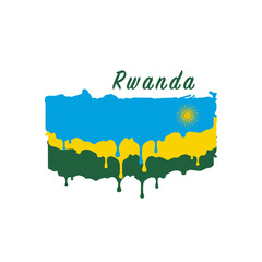 Obraz premium Painted Rwanda flag, Rwanda flag paint drips. Stock vector illustration isolated on white background