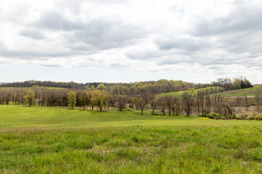 Looking Out Over the Fields, Woods, and Hills at Stroud Preserve, West Chester, Pennsylvania, USA